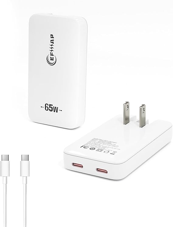 65W Slim USB C Wall Charger, Compact USBC Charger Block with Dual Port