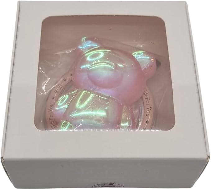 Cute Kawaii 3D Bear Phone Grip Stand, Iridescent Holographic Resin Cell Phone Holder & Kickstand, Compatible with iPhone, Samsung Galaxy, Android (Candy Pink)