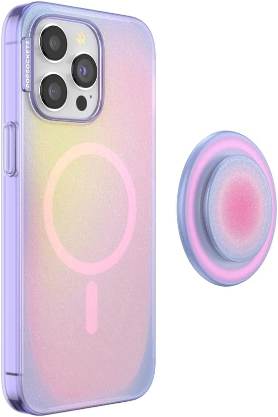 PopSockets iPhone 15 Pro Max Phone Case with MagSafe, Wireless Charging Compatible, Purple - Aura
