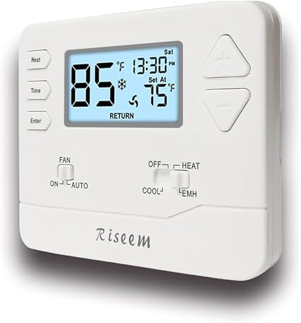 Thermostat for Heat Pump,NonProgrammable Thermostat for Home,Conventional Single-Stage Systems,2 Heat/1 Cool Heat Pump Or 1 Heat/1 Cool,Easy DIY Install, White Backlight