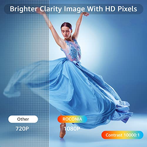Roconia 5G WiFi Bluetooth Native 1080 Projector, 18000LM Full HD Movie Projector, 300" Display Support 4k Home Theater, Compatible with iOS/Android/XBox/PS4/TV Stick/HDMI/USB (White)
