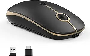 VssoPlor Type C Wireless Mouse, USB C MacBook Wireless Mouse, Black Gold - Image 1
