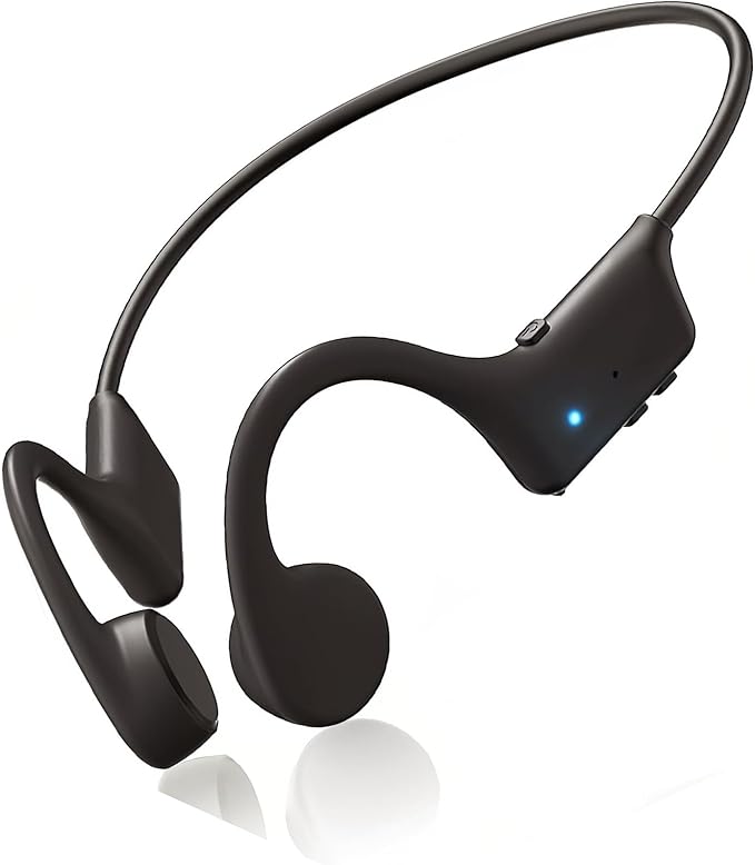 Bone Conduction Headphones, Open Ear Bluetooth Sport Headphones with Mic, 12H Playtime, Lightweight IPX5 Sweat Resistant Wireless Headphones for Running, Cycling, Gym (Eclipse Black)