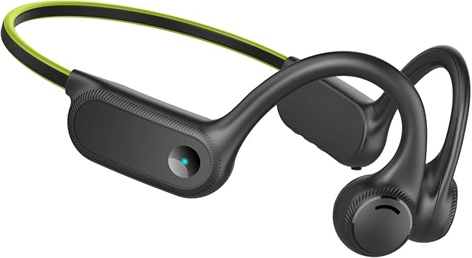 Open Ear Bone Conduction Headphones Bluetooth 5.2, Sports Wireless Earphones with Microphones, Sweatproof Waterproof Wireless Earphones for Running, Gym, Hiking, Cycling(Green)