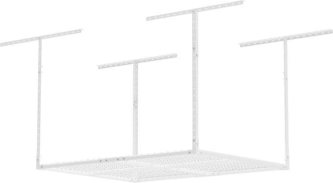 3 x 4FT Overhead Garage Storage Rack,Adjustable Ceiling Storage Racks,Garage Shelving Heavy Duty Storage Organizer System,Load 400LBS Weight(White)