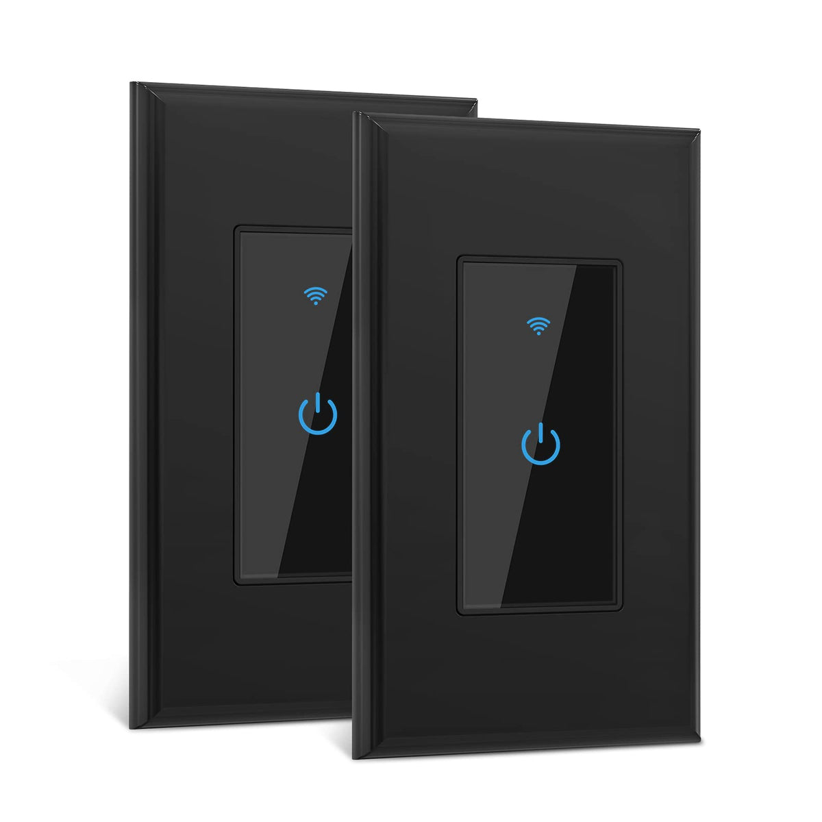 Lesim Smart Switch 2.4GHz WiFi Light Switch 2Pack Compatible with Alexa and Google Home, Single Pole, Needs Neutral Wire (Black), B602-2Gang