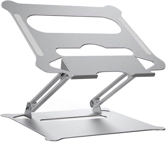 Zerodeko Aluminum Alloy Adjustable Foldable Laptop Computer Stand Portable Notebook PC Holder for Office and Travel Use Silver