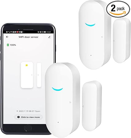 2 Pack WiFi Door Window Sensor Detector: Wireless Security Alarm Door Sensor, Tuya Door Open Contact Sensor, Compatible with Alexa,Google Home,Siri, Smart Door Sensors for Home Business Security