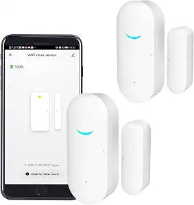 2 Pack WiFi Door Window Sensor Detector: Wireless Security Alarm Door Sensor, Tuya Door Open Contact Sensor, Compatible with Alexa,Google Home,Siri, Smart Door Sensors for Home Business Security