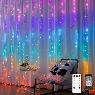 suddus Curtain Lights for Bedroom, 320 Led 9.8ft x9.8ft Hanging String Lights Indoor, Curtain String Lights for Backdrop, Window, Wall, Wedding, Party, Garden, Porch, Brithday Decor Multicolor - Image 1