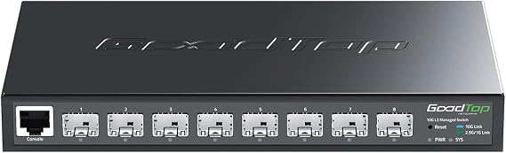 8-Port 10G SFP+ Switch, Layer 3 Managed, Enterprise Network Fiber Switch