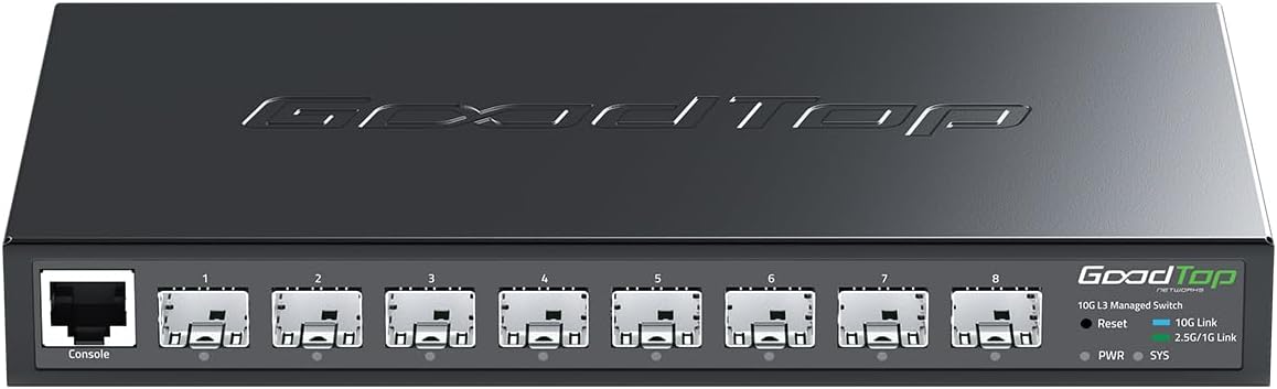 8-Port 10G SFP+ Switch, Layer 3 Managed, Enterprise Network Fiber Switch