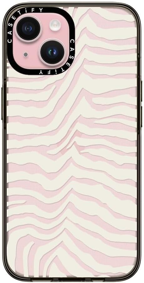 CASETiFY Compact iPhone 15 Case [4 ft. 2X Military Grade Drop Protection/Slim/Lightweight] - Zebra Stripe - Clear Black