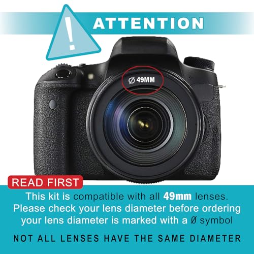 49mm Accessory Bundle for Canon EOS: R50, R100, M5, M6 Mark II, M6, R10, R7 + Wide Angle + Telephoto Lens + 4 Pieces Close-Up Lens Filter Kit + More (19pc Bundle)