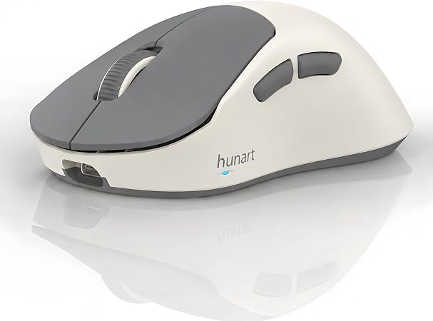 hunart H6 49g Wireless Mouse, Bluetooth & 2.4GHz, Rechargeable, Grey