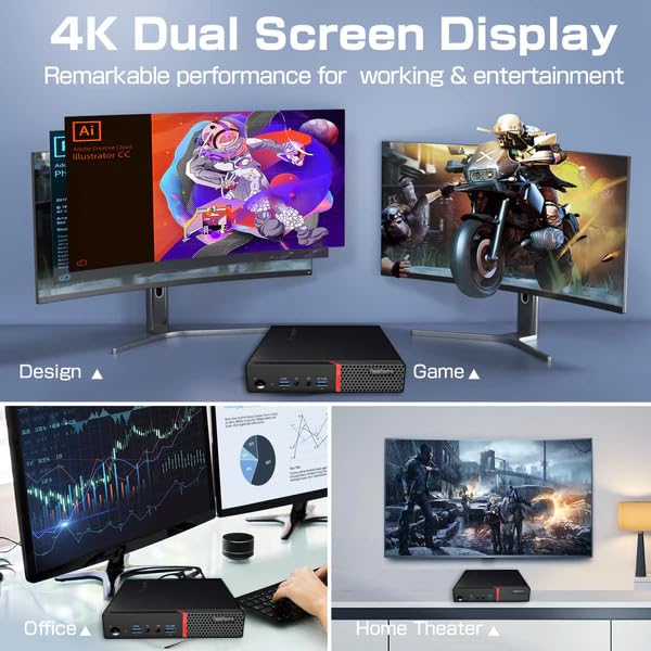 Lenovo ThinkCentre M700 Tiny Desktop PC with 24" FHD Monitor, Intel Quad Core i5-6500, 16GB DDR4 RAM 256GB SSD, 2 DisplayPort, Keyboard & Mouse, WiFi, Windows 11 Pro (Renewed) - Image 8