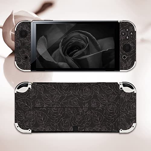 BelugaDesign Rose Switch Skin | Pastel Sticker Wrap Vinyl Decal | Flower Valentine Cute Compatible with Nintendo Switch (Switch OLED, Black)