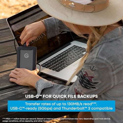 SanDisk Professional 5TB G-Drive ArmorATD - Rugged, Durable Portable External Hard Drive HDD, USB-C, USB 3.2 Gen 1 - SDPH81G-005T-GBA1D
