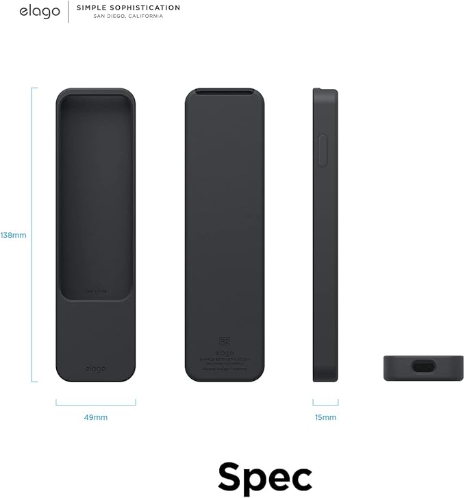 elago R2 Slim Case Compatible with 2022 Apple TV 4K HD Siri Remote 3rd Generation, Compatible with 2021 Apple TV Siri Remote 2nd - Slim, Light, Scratch-Free, Full Access to All Functions [Black]