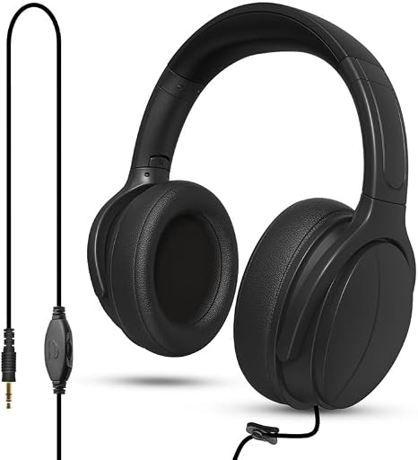Long Cord Wired TV Headphones for Seniors with Volume Control