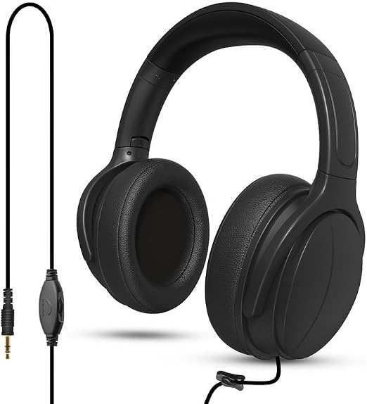 Long Cord Wired TV Headphones for Seniors with Volume Control