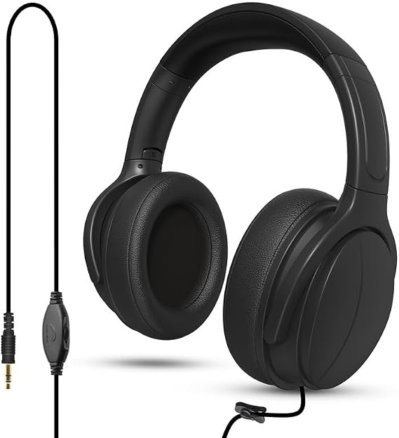 Long Cord Wired TV Headphones for Seniors with Volume Control