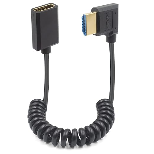Duttek 8K HDMI Extender Cable, 48Gbps Right Angle HDMI Male to Female Coiled Cable, 1.2M, Compatible with MacBook Pro, PS5, Xbox Series X, Roku TV, UHD TV, Blu-ray