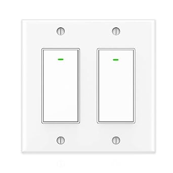 Smart Light Switch, 15A Smart Wifi Light Switch with Remote Control and Timer, Compatible with Alexa, Google home and IFTTT, No Hub required, Easy and Safe installation, ETL and FCC listed(2gang)