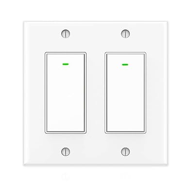 Smart Light Switch, 15A Smart Wifi Light Switch with Remote Control and Timer, Compatible with Alexa, Google home and IFTTT, No Hub required, Easy and Safe installation, ETL and FCC listed(2gang)