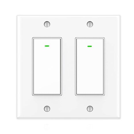 Smart Light Switch, 15A Smart Wifi Light Switch with Remote Control and Timer, Compatible with Alexa, Google home and IFTTT, No Hub required, Easy and Safe installation, ETL and FCC listed(2gang)