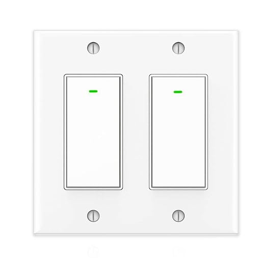 Smart Light Switch, 15A Smart Wifi Light Switch with Remote Control and Timer, Compatible with Alexa, Google home and IFTTT, No Hub required, Easy and Safe installation, ETL and FCC listed(2gang)