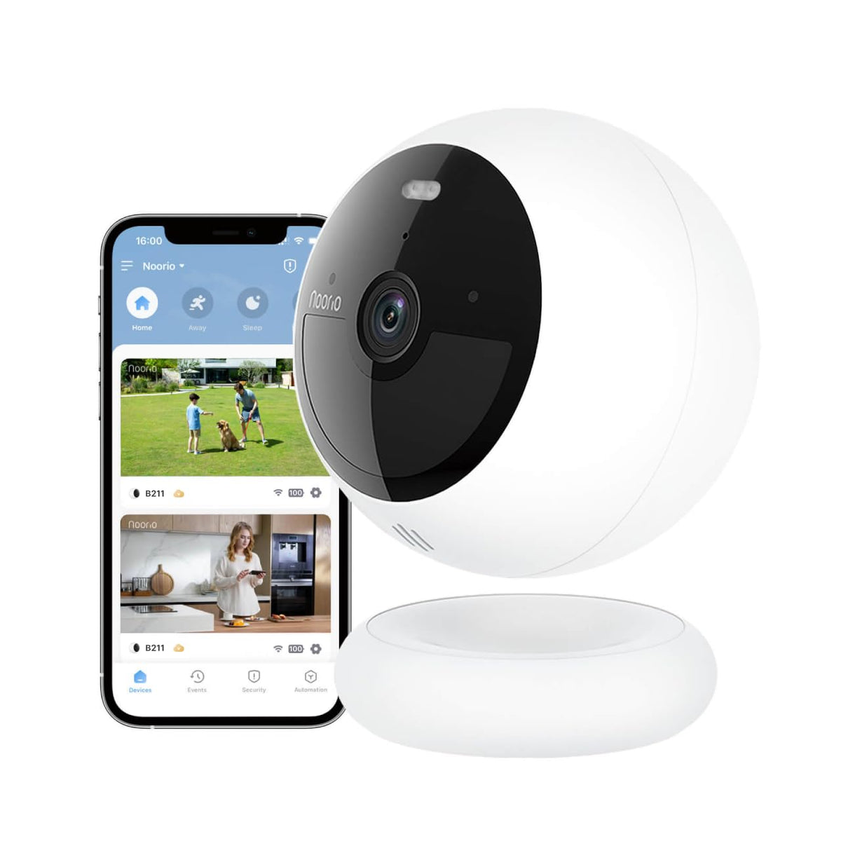 Noorio B211 Security Camera Indoor Outdoor Wireless 2K+ Camera for Home Security, Motion Activated Security Camera Spotlight Color Night Vision 16GB Local Storage Compatible with Alexa Magntic