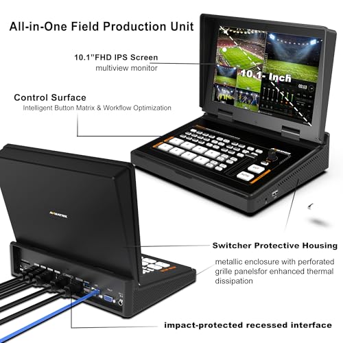 AVMatrix Shark H4 Plus 4 Channel HDMI Video Switcher, 10.1" Screen, 1080p60