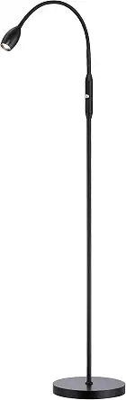 O’Bright Ray – Adjustable LED Beam Floor Lamp, Dimmable and Zoomable Spotlight, Flexible Gooseneck, Reading/Crafting Standing Lamp, Work Table Light, Matte Black
