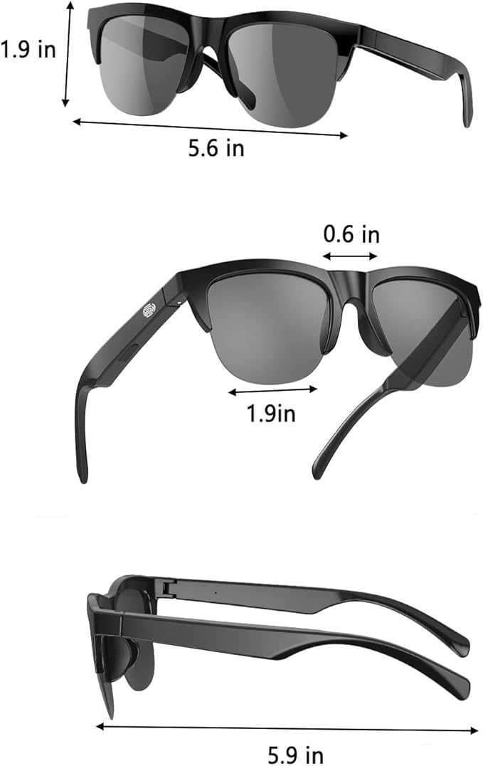 F06 Smart Glasses Open Ear Bluetooth Sunglasses for Men Women 5.3 Bluetooth Smart Sunslasses Touch Control Music Calling with UV Filtered Lenses, Storage Case for Outdoor Running Cycling