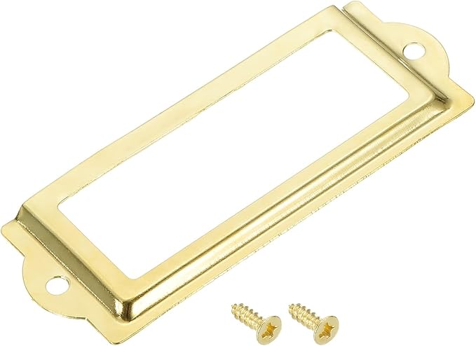 uxcell Metal Label Holders, 83x30mm 40pcs File Name Card Tag Label Holder Frame for Office Library Drawer Cabinet Shelves, Gold Tone