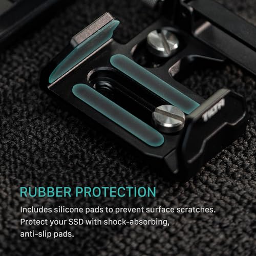 Tilta Universal SSD Drive Holder V2 - Black | Compatible with Most Camera Cages via 1/4"-20 Threads | Extendable Cable Clamp | Rubber Protection | Lightweight, Durable, & Portable