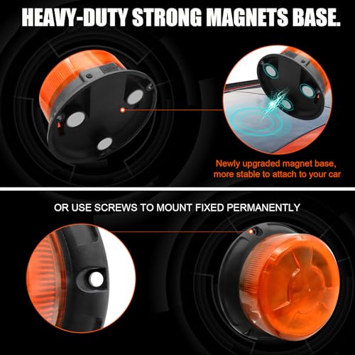 AnTom Magnetic Wireless Strobe Light Amber Warning Beacon Light for Trucks