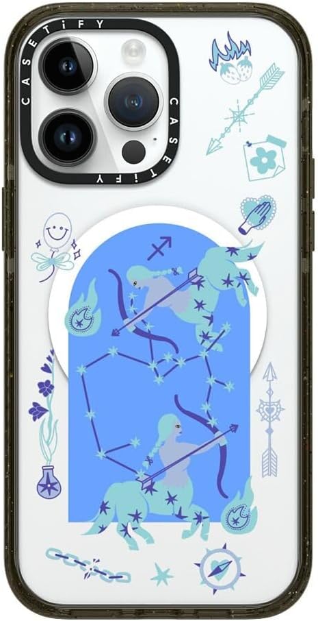 CASETiFY Impact iPhone 14 Pro Max Case [4X Military Grade Drop Tested / 8.2ft Drop Protection/Compatible with Magsafe] - Sagittarius - Clear Black