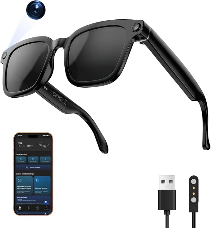 AI Smart Glasses,HD 1080P Camera Glasses with Video Recording & Photo Taking,140+ Language Real-Time Translation Glasses Perfect for Travel, Business