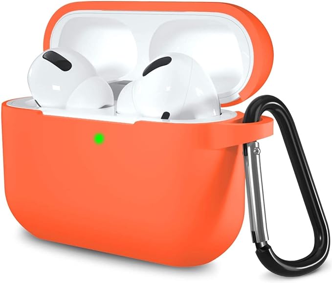 Lerobo Compatible with AirPods Pro 2 Case Cover,Soft Silicone Protective Cases Cover Skin Designed for Apple AirPod Pro Charging Case, Women Men, with Keychain Front LED Visible,Orange
