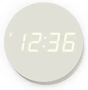 mooas Crayon Mini Digital LED Wall Clock, Nightlight (Cream)