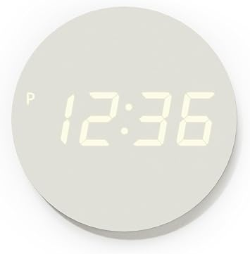 mooas Crayon Mini Digital LED Wall Clock, Nightlight (Cream)