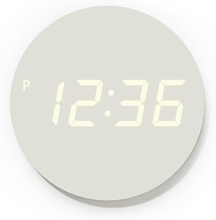 mooas Crayon Mini Digital LED Wall Clock, Nightlight (Cream)