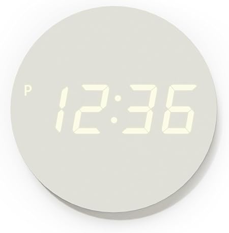 mooas Crayon Mini Digital LED Wall Clock, Nightlight (Cream)