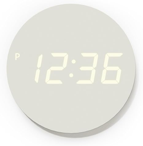 mooas Crayon Mini Digital LED Wall Clock, Nightlight (Cream)
