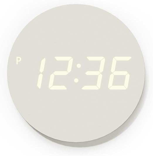 mooas Crayon Mini Digital LED Wall Clock, Nightlight (Cream)