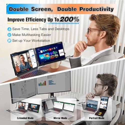 Laptop Screen Extender 14", Ultra Thin 0.27" FHD 1080P Portable Monitor for Laptop 13-17.3", Plug n Play Extra Monitor Extender, Eye Care Second Screen for MacBook/Windows/Android/Switch/PS5