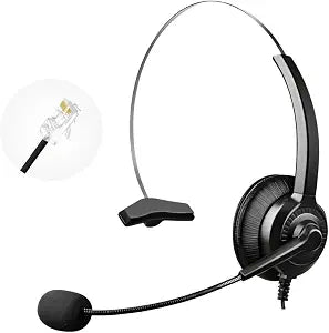 Phone Headset Compatible with Yealink Office Desk Phones T2x T3x T4x T5x MP VP Series with RJ9 Connector, Telephone Headsets with Noise-Canceling Mic for Call Center/Home/Business