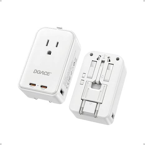 DOACE Pico 45W Universal Travel Adapter with 1 AC, 2 USB C & 2 USB A Ports